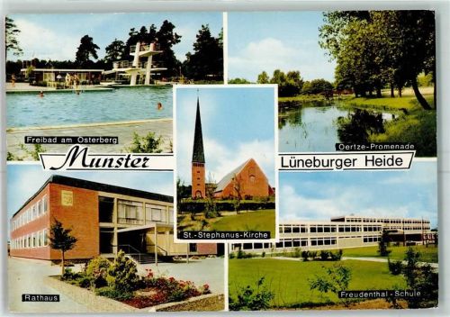 Munster Freibad am Osterberg Oertze Promenade Rathaus St. Stephanus Kirche Freudenthal Schule