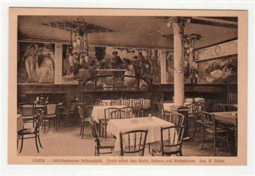 Lübeck Lübeck mit Café - Restaurant Rathaushalle, Innenansicht ungelaufen Top Erhaltung.