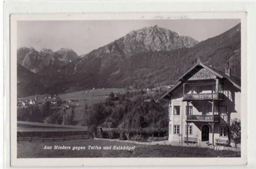 Mieders Mieders im Stubaital mit gegen Telfes und Kalkkögel gelaufen von 1939. Gute Erhaltung.