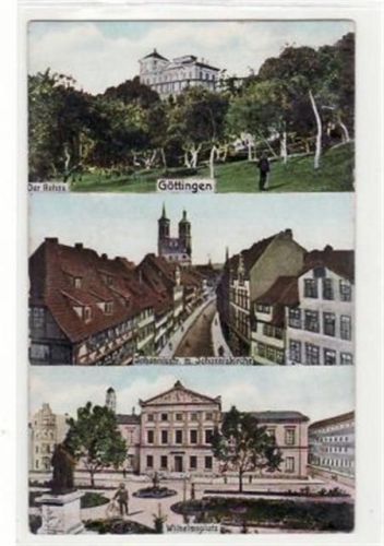 Göttingen Göttingen. Wilhemsplatz Rohns Johannisstraße Johanniskirche gelaufen, 1909. Leicht stockfleckig, sonst gut erhalten