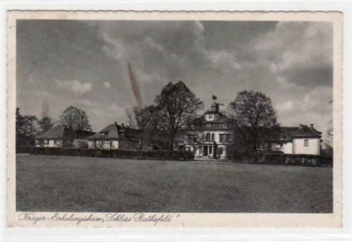Krieger Erholungsheim " Schloss Rathfeld " gelaufen von 1936. Leichte bräunliche Flecken Vorderseite, sonst gut erhalten.