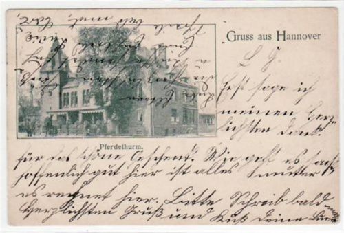 Hannover Hannover mit Pferdethurm gelaufen, 1903. Sehr weiche Karte, leichter Stempeldurchdruck, leicht fleckig, sonst gut erhalten