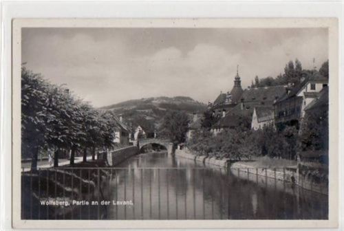 Wolfsberg mit Partie an der Lavant gelaufen von 1930. Gute Erhaltung.