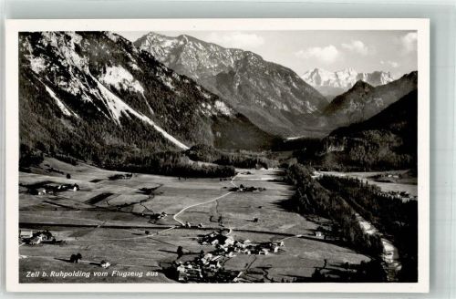 Zell 1939 Fliegeraufnahme des Ortes mit Alpenpanorama
