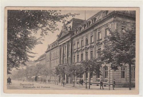 Darmstadt Darmstadt. Rheinstraße Postamt gelaufen, mit Stempel. Datum nicht lesbar. Marke entfernt. Leicht fleckig, kleiner Knick oben links, sonst gut erhalten