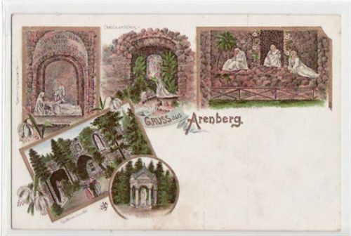 Koblenz Koblenz Arenberg, Lithographie mit 5 Abbildungen. ungelaufen frühe Karte, da Anschriftseite noch ungeteilt. Leicht stockfleckig, sonst gut erhalten