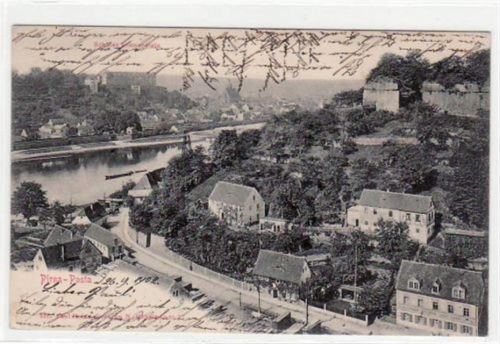 Pirna Pirna - Posta mit Teilansicht gelaufen von 1902. Gute Erhaltung.