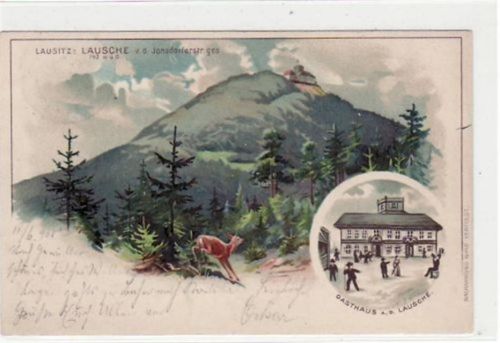 Waltersdorf Waltersdorf, Künstlerkarte mit Gasthaus auf der Lausche von der Jonsdorferstraße gesehen gelaufen von 1905. Top Erhaltung.