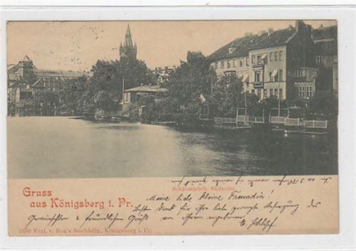 Königsberg Königsberg / Kaliningrad in Preußen. Südseite vom Schlossteich gelaufen 1900 kleiner Knick an der rechten oberen Ecke Leichte Stempelspuren, sonst gut erhalten