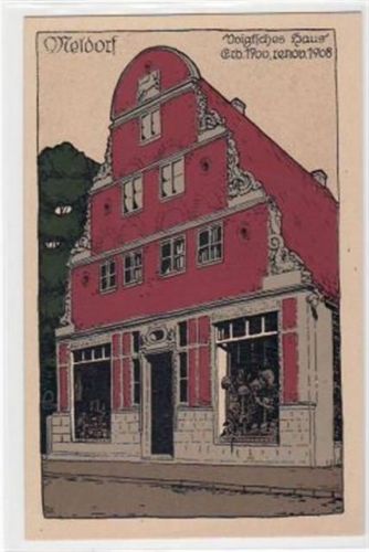 Meldorf, Steindruck mit Voigtsches Haus erb. 1700, renov. 1908 ungelaufen Top Erhaltung.