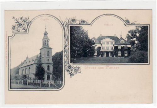 Panker, 2 Abbildungen mit Schloss und Capelle. ungelaufen um 1900 Gute Erhaltung.