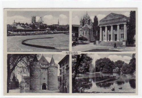 Neuss Neuss mit 4 Abbildungen gelaufen, mit Marke und Stempel von 1942. Leicht bügig, sonst gut erhalten