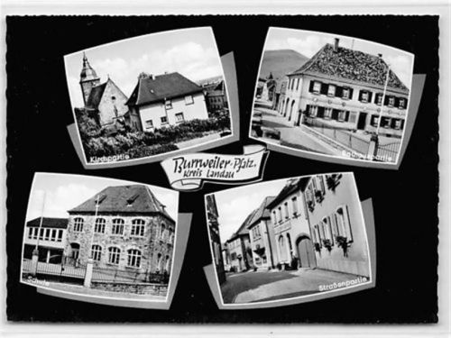 Burrweiler, Kreis Landau mit Schule und Straßenpartie ungelaufen Gute Erhaltung.