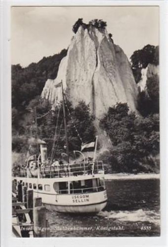 Insel Rügen. Stubbenkammer, Königstuhl mit Dampfer Usedom Sellin gelaufen, 1934. Gute Erhaltung.