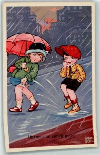 1932 Übermut Kind Regenschirm Verlag Amag 0333 AK