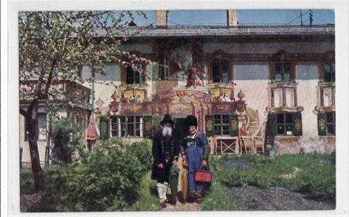 Oberammergau mit Nr. 4 Alte Volkstracht am Pilatushaus ungelaufen Gute Erhaltung.