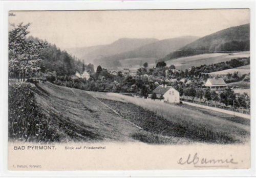 Bad Pyrmont Bad Pyrmont. ein Blick auf Friedensthal gelaufen, 1904. Ecken mit Albumabdrücken, sonst gut erhalten
