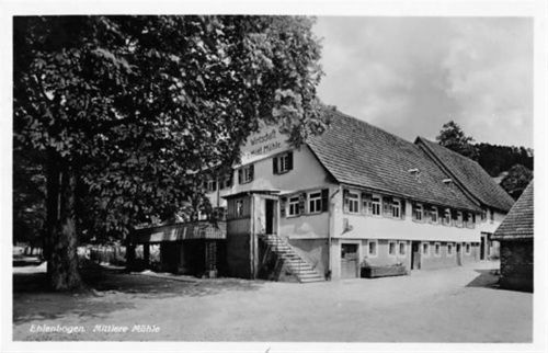 Ehlenbogen. Wirtschaft zur Mittleren Mühle gelaufen. Gute Erhaltung.