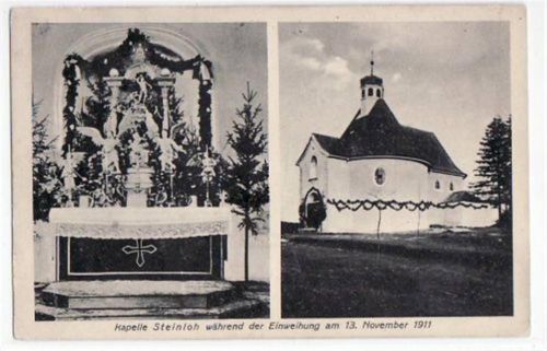 Steinloh mit Kapelle während der Einweihung am 13. November 1911 gelaufen von 1912, Marke entfernt kleiner Knick oben und unten links, sonst gut erhalten