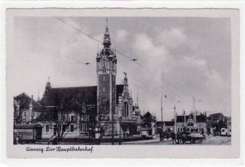 Danzig Danzig / Gdansk " Der Hauptbahnhof " ungelaufen Sehr weiche Karte, sonst gut erhalten