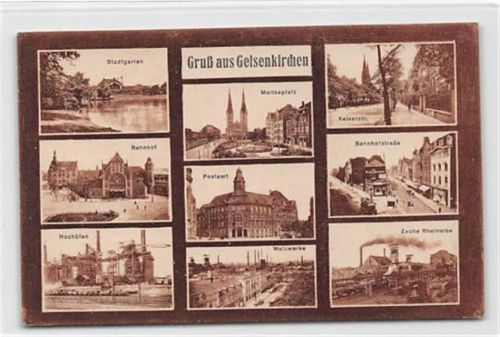 Bahnhof und Zeche Rheinelbe. Karte beschrieben Gute Erhaltung.