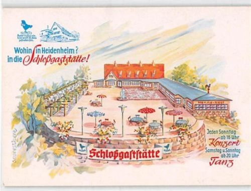 Künstlerkarte Heidenheim. Schloßgaststätte von Paul Henne, Koch ungelaufen Gute Erhaltung.