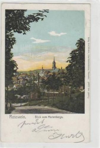 Roßwein Roßwein mit Blick vom Hartenberge gelaufen von 1906 kleiner Knick oben rechts, sonst gut erhalten.