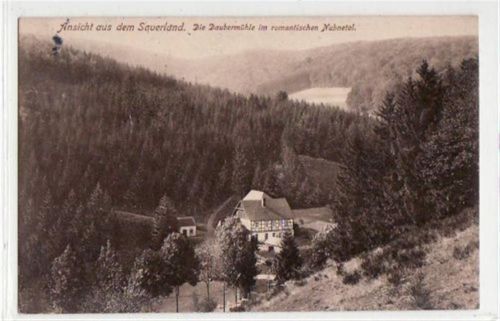 Daubermühle im romantischen Nuhnetal gelaufen von 1917. Leicht fleckig, sonst gut erhalten