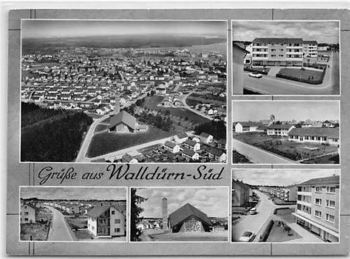 Walldürn-Süd mit Straßenpartie und Kirche ungelaufen Gute Erhaltung.