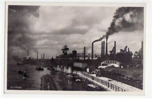 Duisburg Duisburg mit Wirtschaftsgebiet am Rheinufer gelaufen, mit Marke und Stempel von 1931. Gute Erhaltung.