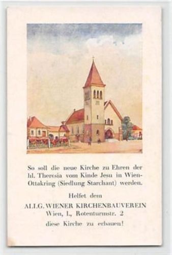 Wien-Ottakring. Baustein für die neue Kirche ungelaufen kleiner Knick oben rechts, leicht fleckig, sonst gut erhalten
