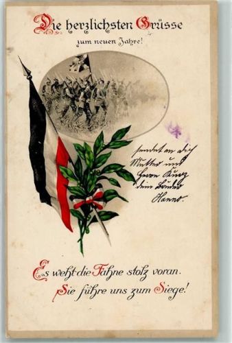 1915 Es weht die Fahne Stolz Neujahr AK