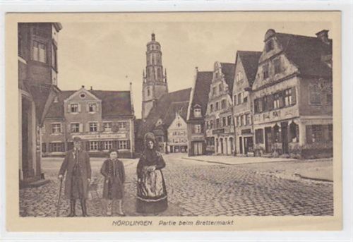Nördlingen mit Partie beim Brettermarkt ungelaufen Leichter Bug unten rechts, sonst gut erhalten