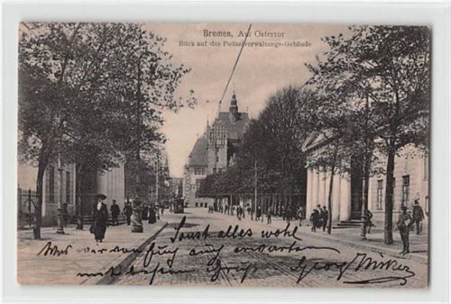 Bremen Bremen. Partie am Ostertor mit Polizeiverwaltungsgebäude gelaufen. Marke entfernt. Gute Erhaltung.