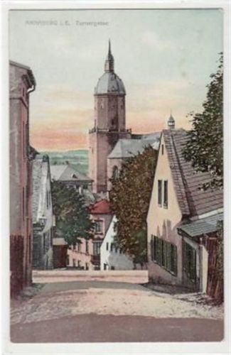 Annaberg-Buchholz Annaberg mit Turnergasse und Kirchturm ungelaufen Gute Erhaltung.