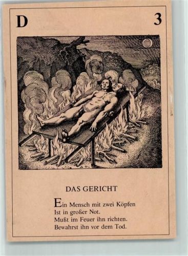 Das Gericht Mensch mit zwei Köpfen Feuer symbolisiert Litho