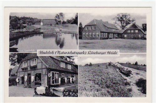 Undeloh, 4 Abbildungen mit Jugendherberge. ungelaufen Nachkriegskarte. Gute Erhaltung.