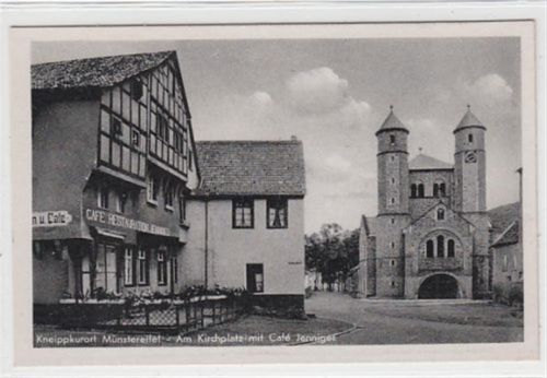 Kneippkurort Münstereifel. Partie am Kirchplatz mit Café Jenniges ungelaufen Gute Erhaltung.