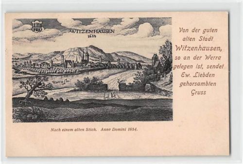 Witzenhausen Witzenhausen nach einem alten Stich Anno Domini 1654 ungelaufen Gute Erhaltung.