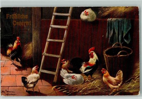 1906 Ostern Geflügel im Stall Verlg TSN Serie 479 AK