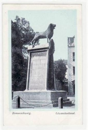Braunschweig Braunschweig. Löwendenkmal ungelaufen um 1900 Ecken mit Albumabdrücken, sonst gut erhalten
