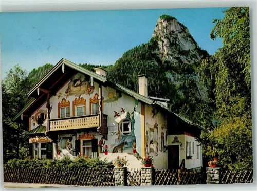 Oberammergau 1953 Rotkäppchenhaus Hausmalerei und Kofel AK