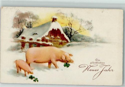 1930 Neujahr Winterlandschaft AK