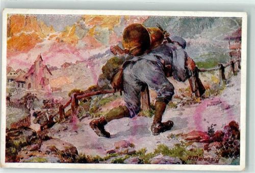 Nr. 262 sign. Marussig Goldenes Buch der Armee Serie II Soldat mit einer Glocke