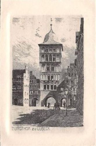Lübeck Lübeck, Federzeichnung. Burgtor ungelaufen Gute Erhaltung.