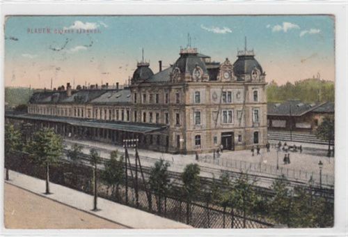 Plauen Plauen im Vogtland. obere Bahnhof gelaufen, ca. 1910. leichte Abschürfungen, leichte Stempelspuren, kleiner Knick unten links, leicht stockfleckig, sonst gut erhalten