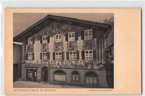 Mittenwald an der Isar. Gasthof Alpenrose ungelaufen Gute Erhaltung.