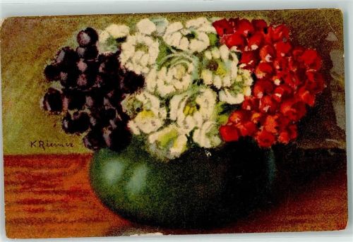 1909 Pastell Nr. 1041 Stilleben Blumenvase sign. K. Riemer AK