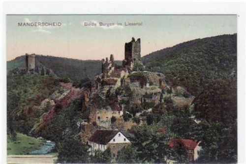 Manderscheid mit beiden Burgen im Liesertal ungelaufen Gute Erhaltung.