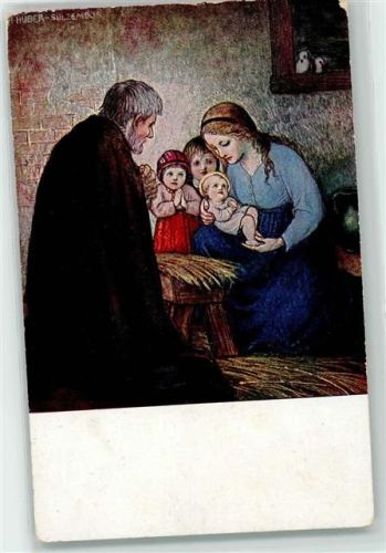 1929 Heilige Nacht Krippe AK